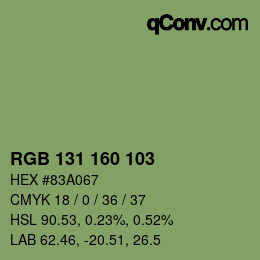 Color code: RGB 131 160 103 | qconv.com