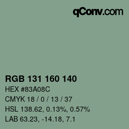 Farbcode: RGB 131 160 140 | qconv.com