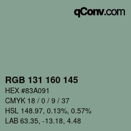 Código de color: RGB 131 160 145 | qconv.com