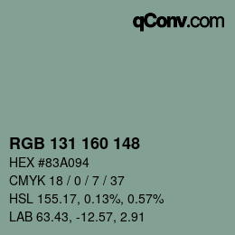 Farbcode: RGB 131 160 148 | qconv.com