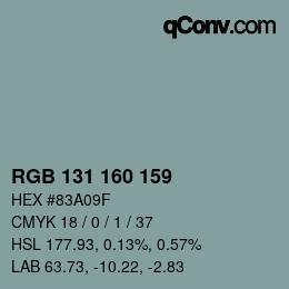 Farbcode: RGB 131 160 159 | qconv.com