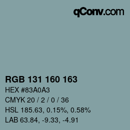 Color code: RGB 131 160 163 | qconv.com