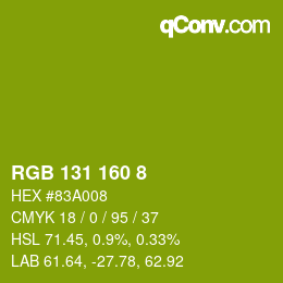 Color code: RGB 131 160 8 | qconv.com