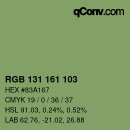Color code: RGB 131 161 103 | qconv.com