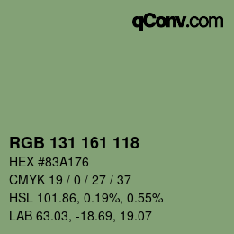 Código de color: RGB 131 161 118 | qconv.com