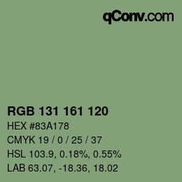 Farbcode: RGB 131 161 120 | qconv.com
