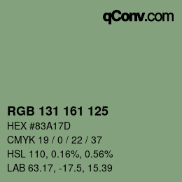 Farbcode: RGB 131 161 125 | qconv.com