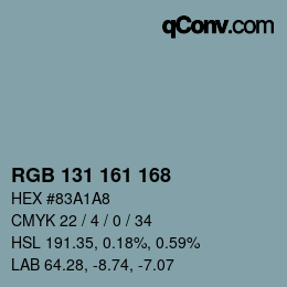 Color code: RGB 131 161 168 | qconv.com