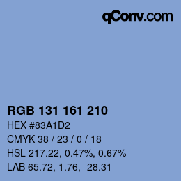 Color code: RGB 131 161 210 | qconv.com