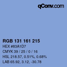 Color code: RGB 131 161 215 | qconv.com