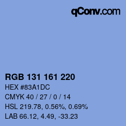 Color code: RGB 131 161 220 | qconv.com
