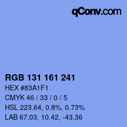 Color code: RGB 131 161 241 | qconv.com