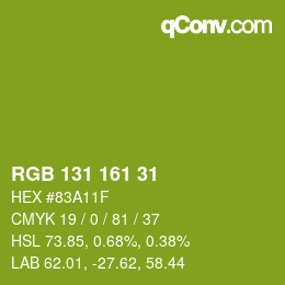 Color code: RGB 131 161 31 | qconv.com