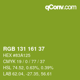 Color code: RGB 131 161 37 | qconv.com