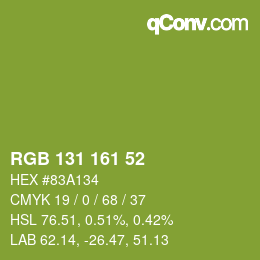 Color code: RGB 131 161 52 | qconv.com