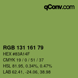 Color code: RGB 131 161 79 | qconv.com