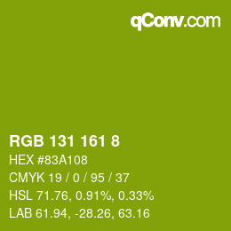 颜色代码: RGB 131 161 8 | qconv.com