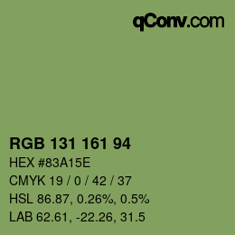 Color code: RGB 131 161 94 | qconv.com