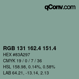 カラーコード: RGB 131 162.4 151.4 | qconv.com