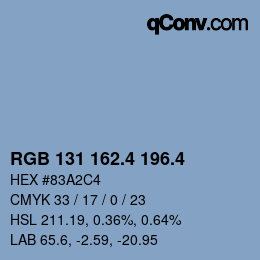 カラーコード: RGB 131 162.4 196.4 | qconv.com