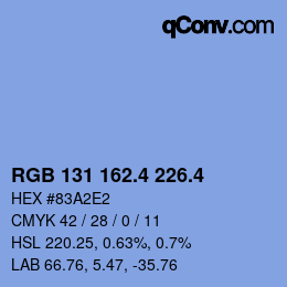 カラーコード: RGB 131 162.4 226.4 | qconv.com