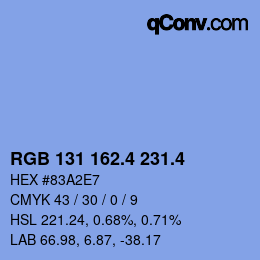 カラーコード: RGB 131 162.4 231.4 | qconv.com