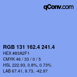 カラーコード: RGB 131 162.4 241.4 | qconv.com