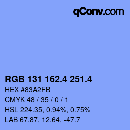 カラーコード: RGB 131 162.4 251.4 | qconv.com