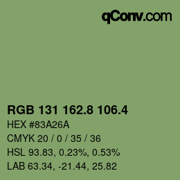 カラーコード: RGB 131 162.8 106.4 | qconv.com