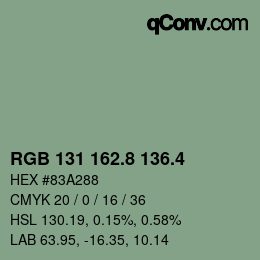 カラーコード: RGB 131 162.8 136.4 | qconv.com