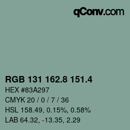 カラーコード: RGB 131 162.8 151.4 | qconv.com