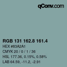 カラーコード: RGB 131 162.8 161.4 | qconv.com