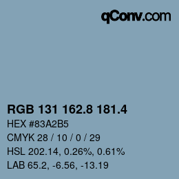 カラーコード: RGB 131 162.8 181.4 | qconv.com