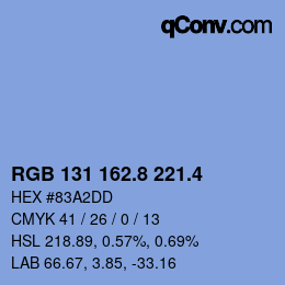 カラーコード: RGB 131 162.8 221.4 | qconv.com