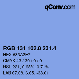カラーコード: RGB 131 162.8 231.4 | qconv.com