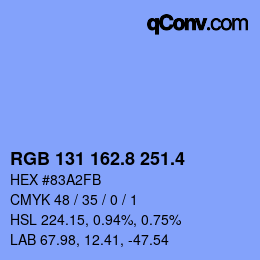 カラーコード: RGB 131 162.8 251.4 | qconv.com