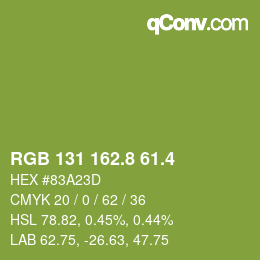 カラーコード: RGB 131 162.8 61.4 | qconv.com