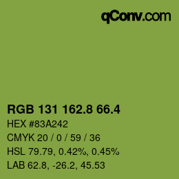 カラーコード: RGB 131 162.8 66.4 | qconv.com