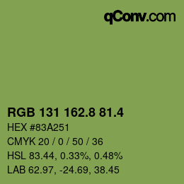 カラーコード: RGB 131 162.8 81.4 | qconv.com