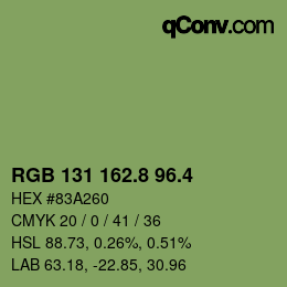 カラーコード: RGB 131 162.8 96.4 | qconv.com