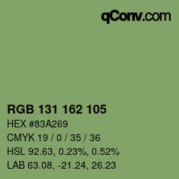 Color code: RGB 131 162 105 | qconv.com
