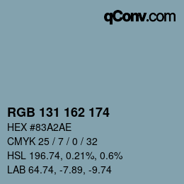 Color code: RGB 131 162 174 | qconv.com