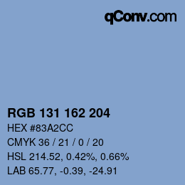 カラーコード: RGB 131 162 204 | qconv.com