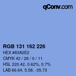 Farbcode: RGB 131 162 226 | qconv.com