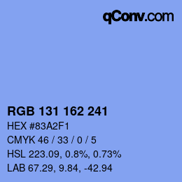 Color code: RGB 131 162 241 | qconv.com