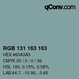 Color code: RGB 131 163 163 | qconv.com