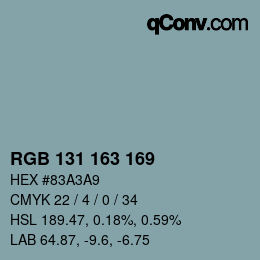 Color code: RGB 131 163 169 | qconv.com