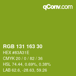 Farbcode: RGB 131 163 30 | qconv.com