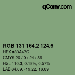 カラーコード: RGB 131 164.2 124.6 | qconv.com