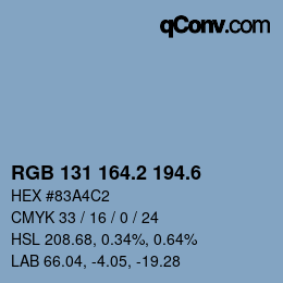 カラーコード: RGB 131 164.2 194.6 | qconv.com